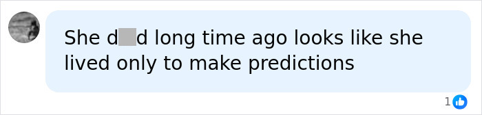 A comment stating the woman who predicted 9/11 died long ago and lived only to make predictions.