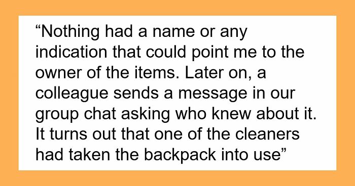 Cleaner Helps Herself To Teacher’s Lost Backpack, Gets Mad When The Owner Helps Herself To It Too
