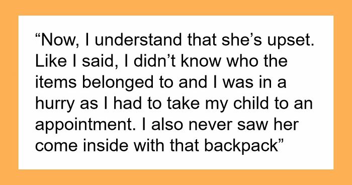 Cleaner Helps Herself To Teacher’s Lost Backpack, Gets Mad When The Owner Helps Herself To It Too