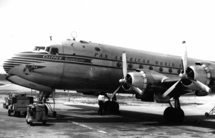 A black and white image of the Pan Am plane that crashed in 1952, found after 74 years. A black and white image of the Pan Am plane that crashed in 1952, found after 74 years.
