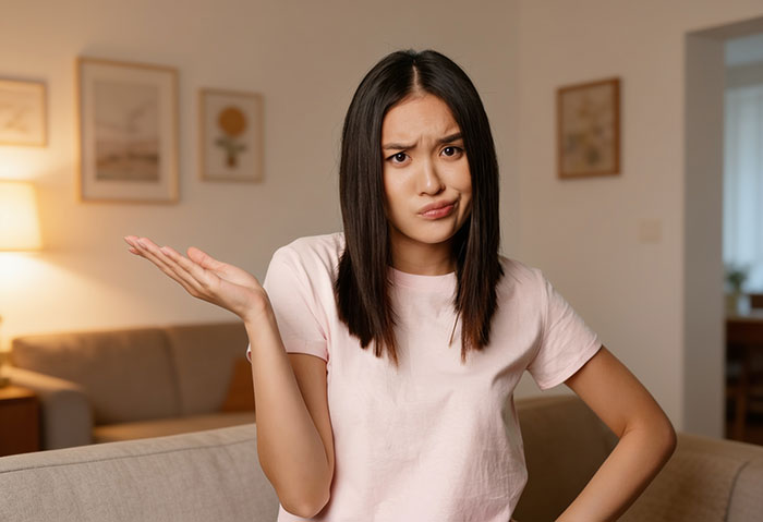 A young woman with a puzzled expression shrugs, representing the bride's struggle to find a bridesmaid. A young woman with a puzzled expression shrugs, representing the bride's struggle to find a bridesmaid.