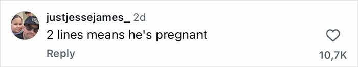 A social media comment jokingly stating that a specific tattoo means a person is pregnant.