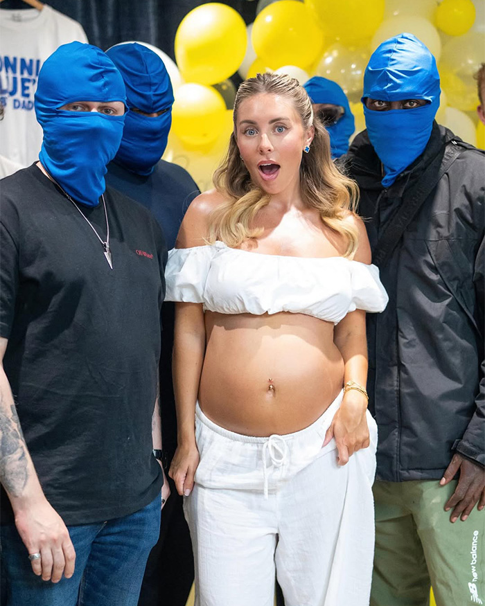 Bonnie Blue fan shares wedding photos after baby shower scandal with a pregnant woman and men in blue balaclavas. Bonnie Blue fan shares wedding photos after baby shower scandal with a pregnant woman and men in blue balaclavas.