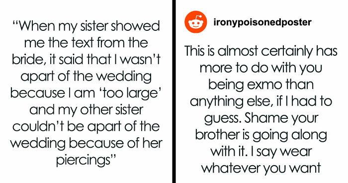 Groom Promises All 3 Sisters Bridesmaid Dresses, Bride Hands Out Rejection Letters Based On Weight