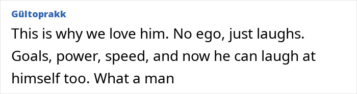 A comment about Erling Haaland responding to memes, highlighting his humor and ability to laugh at himself.
