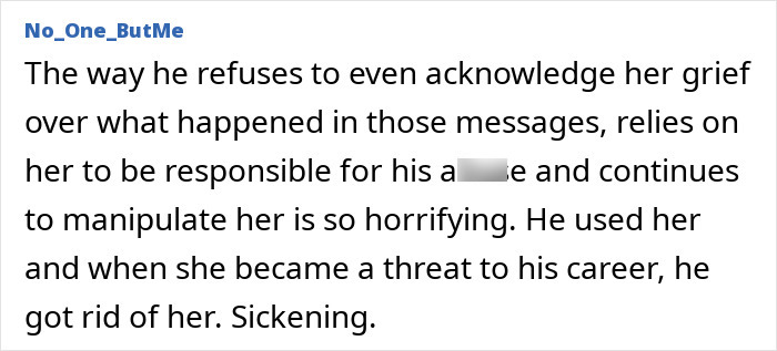 A detailed comment from No_One_ButMe criticizing D4vd's text messages and his relationship with Celeste Rivas. A detailed comment from No_One_ButMe criticizing D4vd's text messages and his relationship with Celeste Rivas.