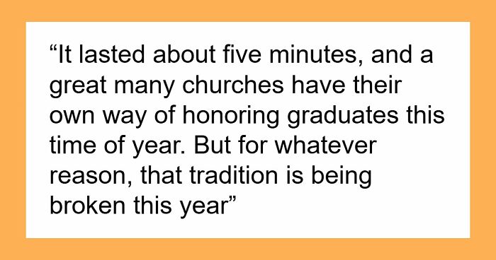 Church Enforces Homeschooling Ideology, 18YO Upset That They Cancel Their Own Graduation Tradition