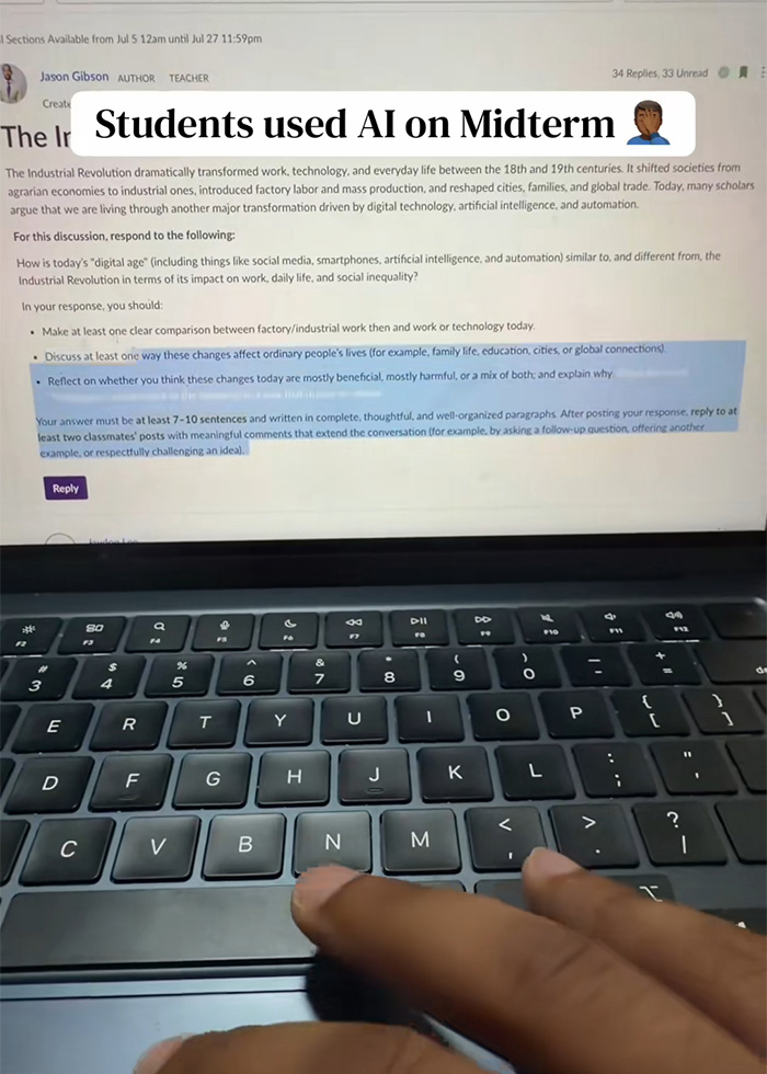 A college professor found a clever trick to catch students using AI on their final.
