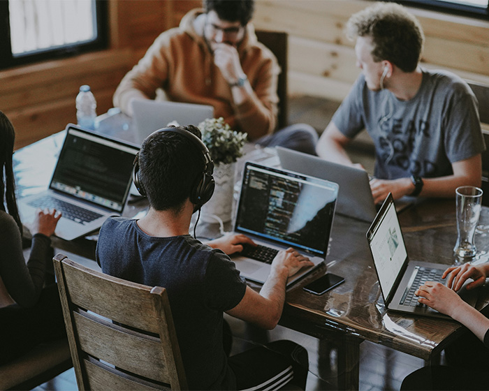 Students using laptops, representing how a college professor catches students using AI on a final.