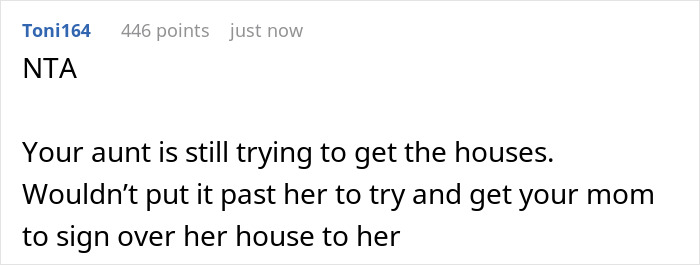 A comment on the wedding drama, mentioning aunt trying to get houses after secretly changing grandpa’s will. A comment on the wedding drama, mentioning aunt trying to get houses after secretly changing grandpa’s will.