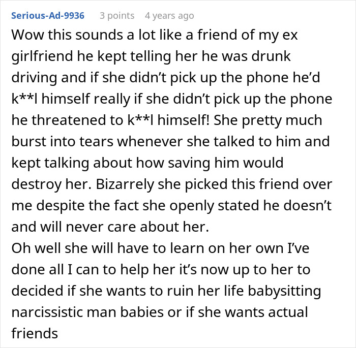 A comment compares the situation to a friend's ex-girlfriend and a boyfriend's cruel prank. A comment compares the situation to a friend's ex-girlfriend and a boyfriend's cruel prank.
