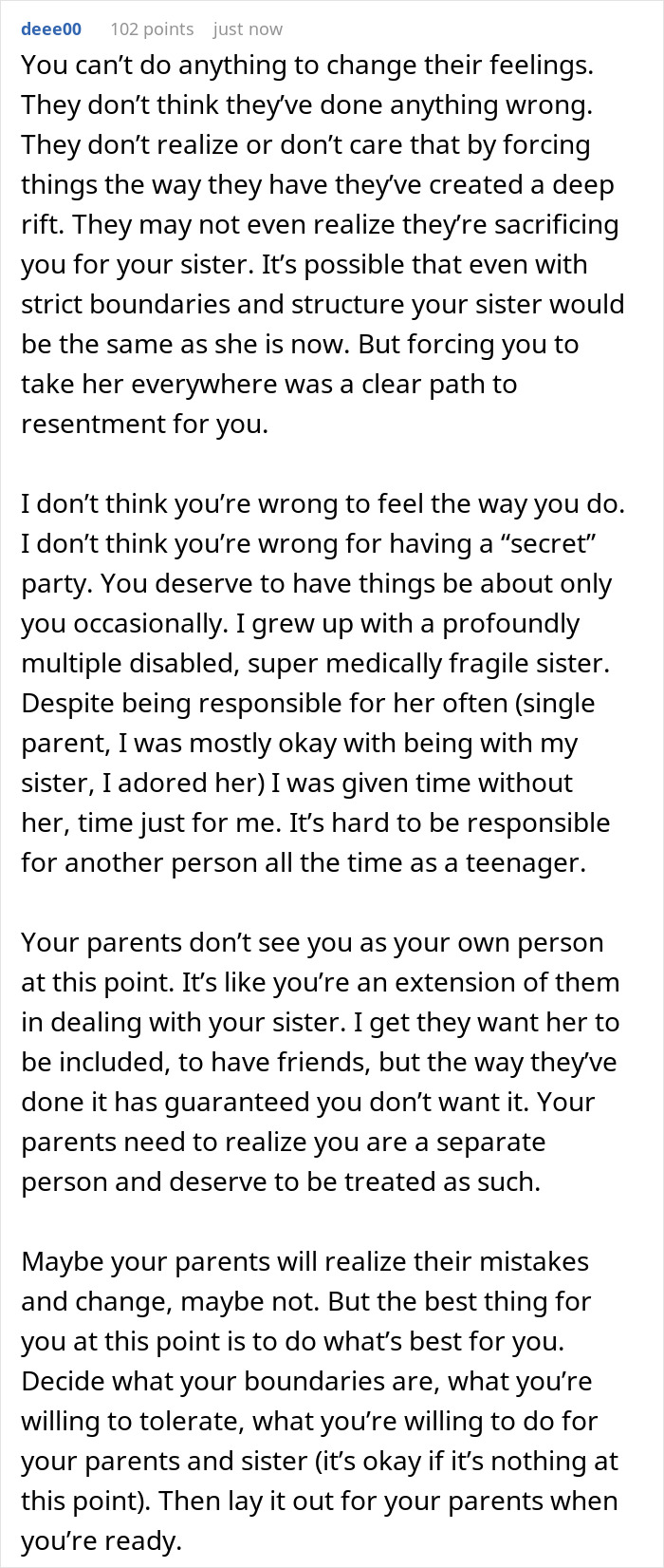 Parents Force Teen To Have Autistic Sis At All Bday Parties, Mad When She Does 18th Bday Differently Parents Force Teen To Have Autistic Sis At All Bday Parties, Mad When She Does 18th Bday Differently