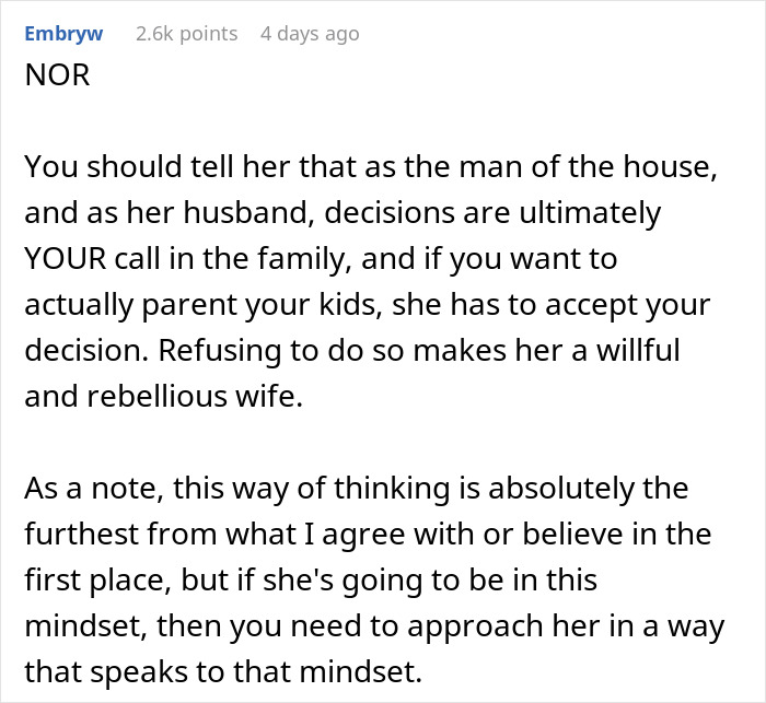 Christian Guy Agrees To Strict Gender Roles In The Family, Upset Wife Actually Enforces Them