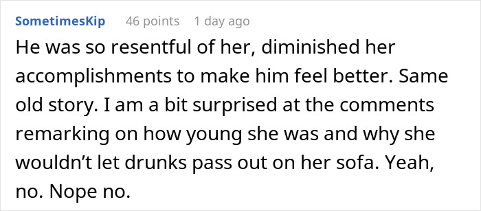 A comment discussing a resentful childish BF and the woman's decision to break up with him. A comment discussing a resentful childish BF and the woman's decision to break up with him.