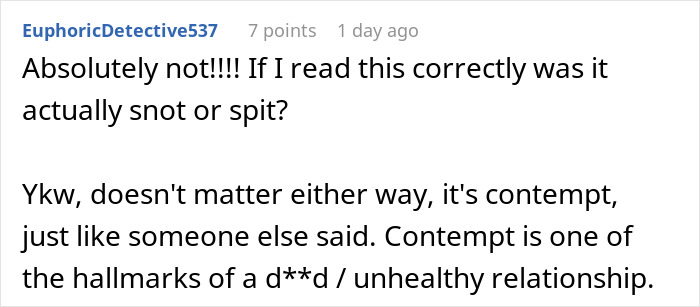 Screenshot of Reddit comment about disrespect ruining a relationship after a woman takes revenge on boyfriend. Screenshot of Reddit comment about disrespect ruining a relationship after a woman takes revenge on boyfriend.
