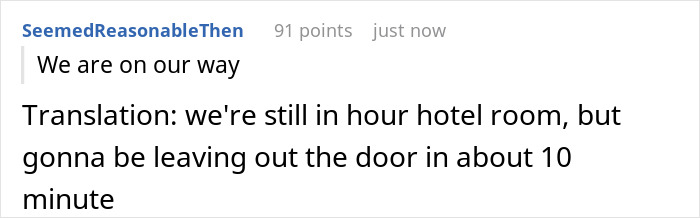 Entitled tourists claiming to be on their way, when still in their hotel room delaying the tour guide. Entitled tourists claiming to be on their way, when still in their hotel room delaying the tour guide.