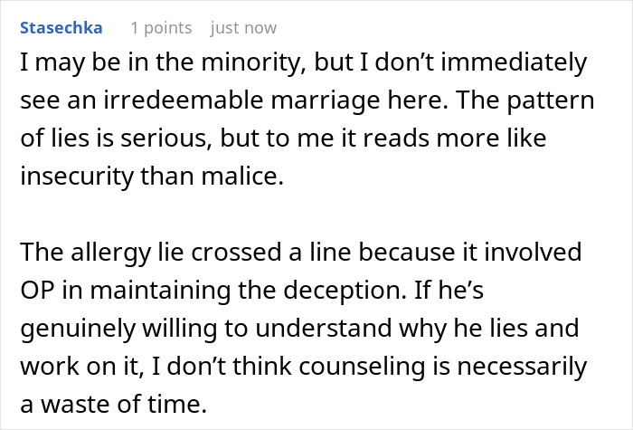 Woman Finds Out Her Husband Fakes A Dangerous Food Allergy, Then Uncovers A Pattern Of Bigger Lies