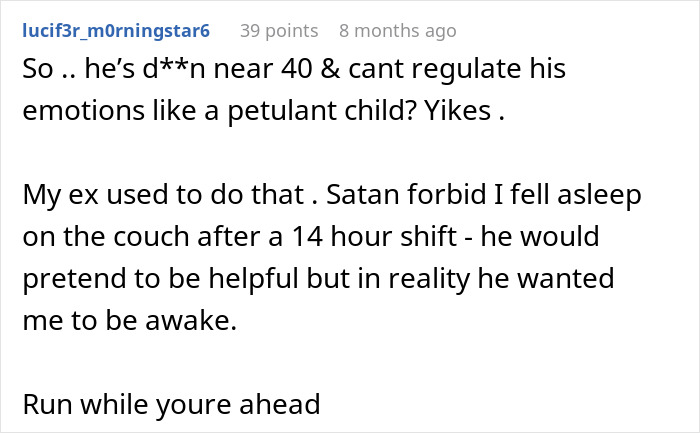 A true crime story waiting to happen comment about a woman's boyfriend doing something to her pan.