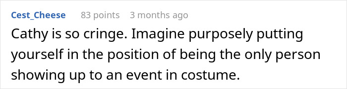 A Reddit comment highlighting the cringe factor of the stepmom being the only one in K-Pop character costume. A Reddit comment highlighting the cringe factor of the stepmom being the only one in K-Pop character costume.