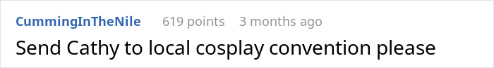 A Reddit comment suggests sending the stepmom who dressed as a K-Pop character to a cosplay convention. A Reddit comment suggests sending the stepmom who dressed as a K-Pop character to a cosplay convention.