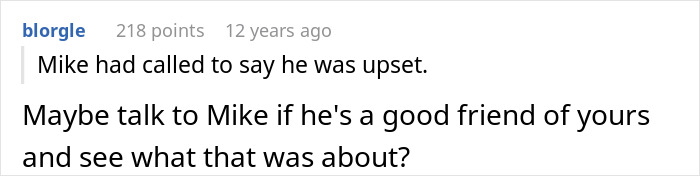 A comment suggesting a woman talk to Mike about her boyfriend, contributing to her decision to break up with her BF. A comment suggesting a woman talk to Mike about her boyfriend, contributing to her decision to break up with her BF.