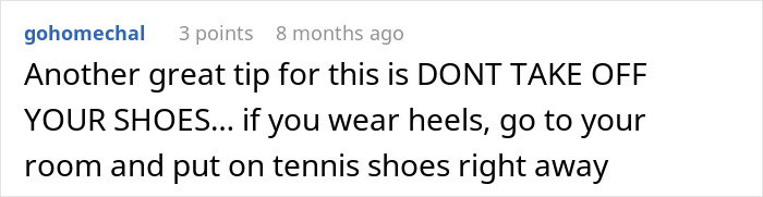 A screenshot of a person sharing a simple trick that changed their life: do not take off shoes after coming home.