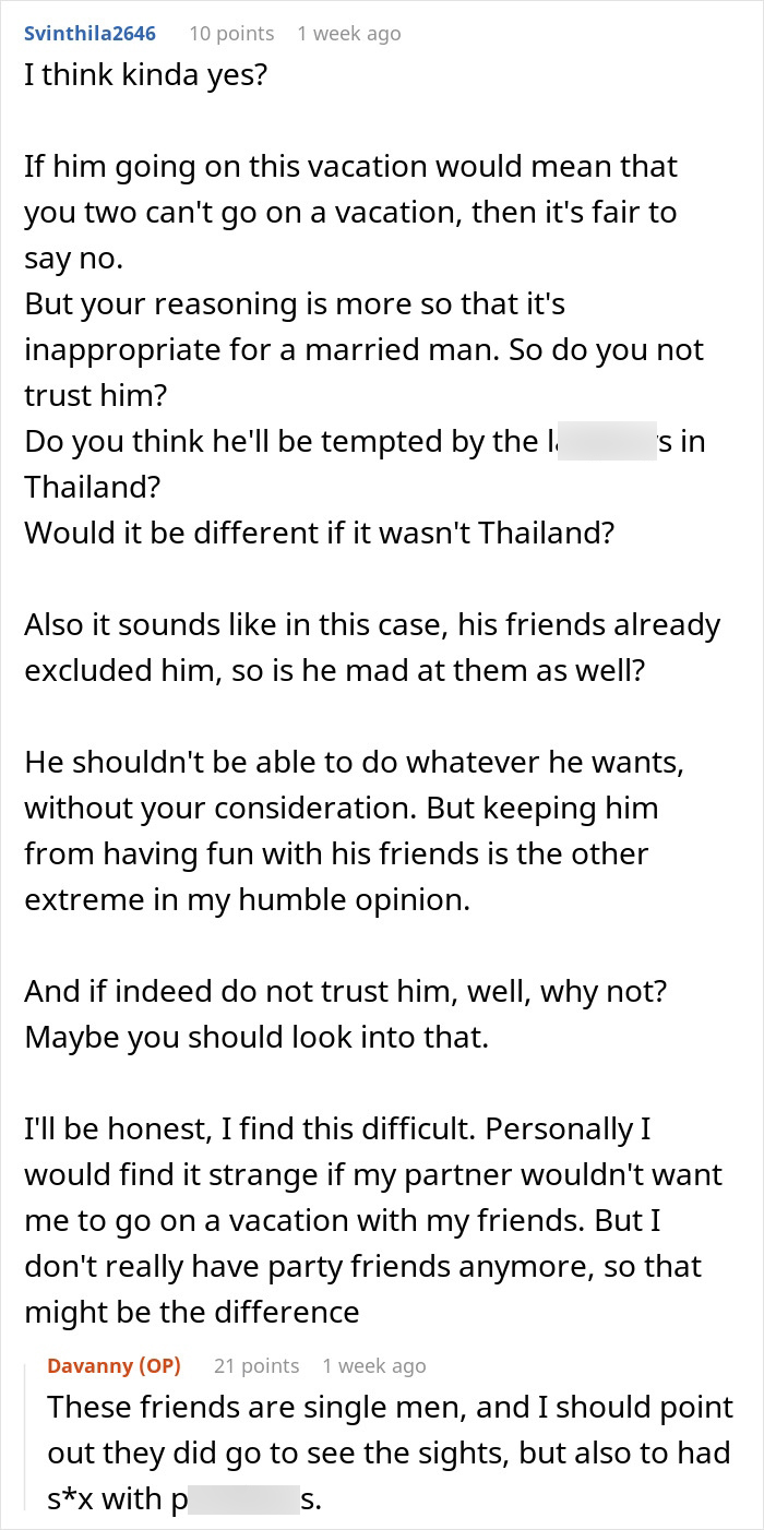 Guy Wants Marriage At Home And Single-Guy Trips To Thailand With Pals, Wife Says He Can’t Have Both Guy Wants Marriage At Home And Single-Guy Trips To Thailand With Pals, Wife Says He Can’t Have Both