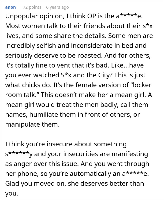 A comment supporting that the guy has finally met the one, and that an accidental peek at her phone changes nothing.