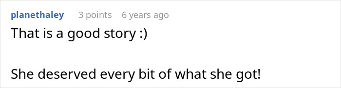 A comment from a user about a lazy manager, stating the student worker deserved what she got.