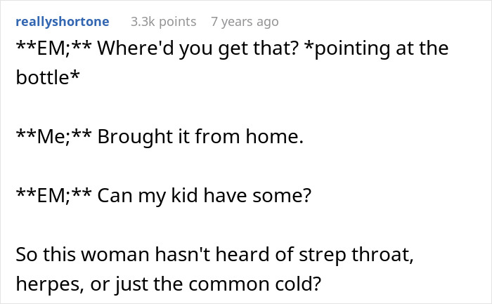 A comment describing the exchange where a Karen asks a stranger if her kid can have alcohol-spiked cola.