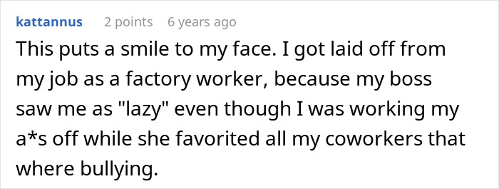 A comment about a lazy manager firing a student worker, and their career crumbling due to being seen as lazy.