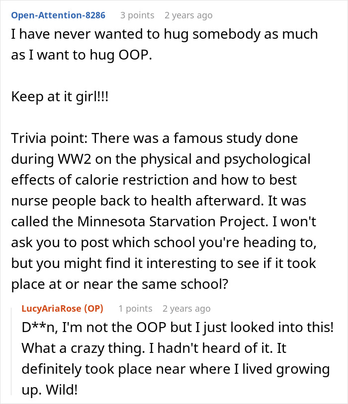 Screenshot of Reddit comments discussing the teen's escape from controlling mom and sharing a study about body. Screenshot of Reddit comments discussing the teen's escape from controlling mom and sharing a study about body.