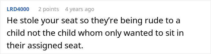 A comment about a man trying to steal a child's window seat on a flight, calling his actions rude. A comment about a man trying to steal a child's window seat on a flight, calling his actions rude.