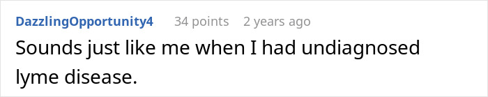 A comment from someone who had undiagnosed Lyme disease, relating to the man carrying the family while his wife is sick.