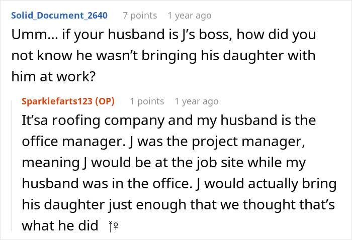 A screenshot of a Reddit comment asking how the boss didn't know about the secret kid. A screenshot of a Reddit comment asking how the boss didn't know about the secret kid.