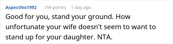 A screenshot of a Reddit comment praising a man for punishing his nephew for punching his baby daughter.