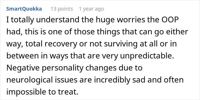 A comment on the discovery of a giant brain tumor and the unpredictable nature of recovery or survival.