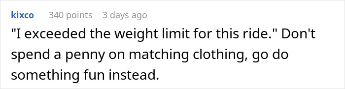A comment advising against spending money on bridesmaid dresses after a bride rejects bridesmaids based on weight. A comment advising against spending money on bridesmaid dresses after a bride rejects bridesmaids based on weight.