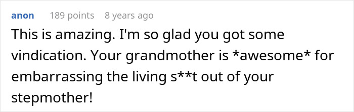 A user comment praising a great-grandma for trolling an entitled in-law from beyond the grave. A user comment praising a great-grandma for trolling an entitled in-law from beyond the grave.