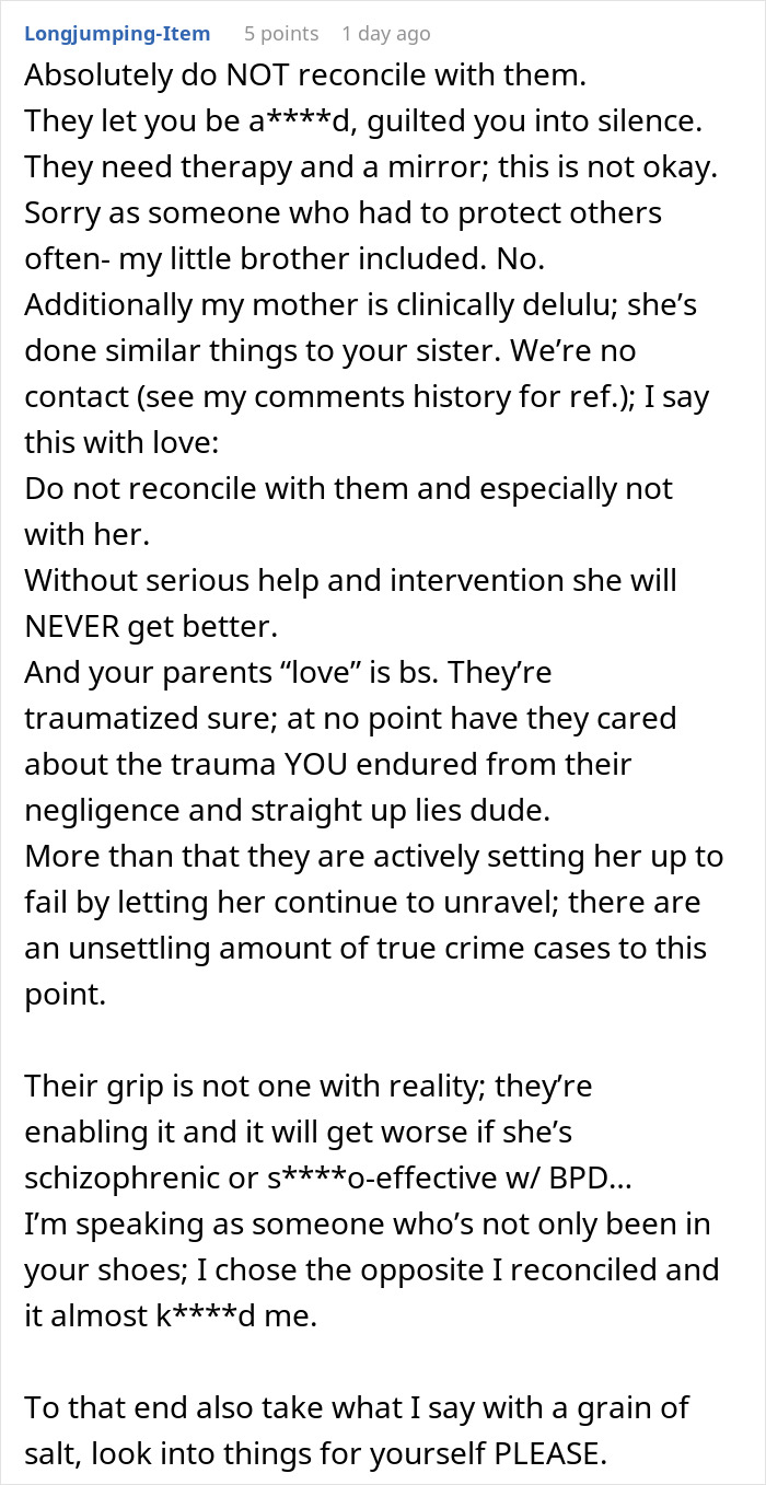 Guy Can't Believe Parents Want To Reconcile After They Ignored His Sister's Mental Health To Dangerous Levels Guy Can't Believe Parents Want To Reconcile After They Ignored His Sister's Mental Health To Dangerous Levels