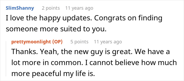 A screenshot of a comment section, showing support and relief for a woman finding happiness after breaking up with a childish BF, avoiding misery. A screenshot of a comment section, showing support and relief for a woman finding happiness after breaking up with a childish BF, avoiding misery.