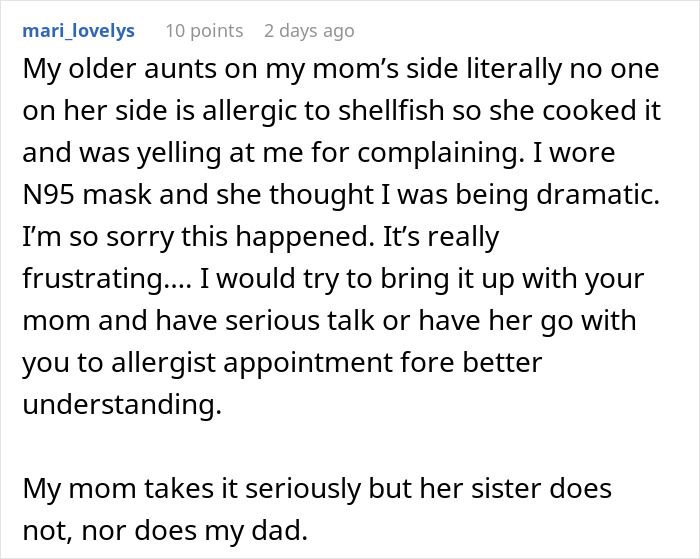 Family Doesn't Care About Person's Health, Says They're Overreacting: "Within Minutes My Throat Started Closing" Family Doesn't Care About Person's Health, Says They're Overreacting: "Within Minutes My Throat Started Closing"