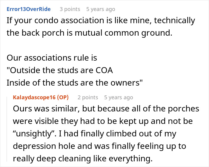 Neighbors Throw A Fit About Woman Cleaning Porch, She Maliciously Complies With HOA’s Response Neighbors Throw A Fit About Woman Cleaning Porch, She Maliciously Complies With HOA’s Response
