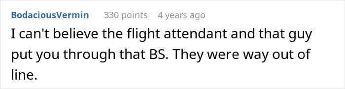 A Reddit comment regarding a flight attendant and a man who tried to steal a child's window seat. A Reddit comment regarding a flight attendant and a man who tried to steal a child's window seat.