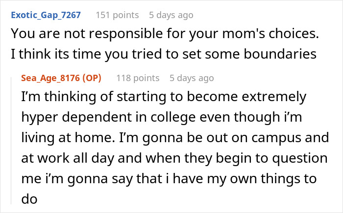 SAHM Tries To Live Through 18YO Daughter After Giving Up Her Career, Teen Finally Pushes Back SAHM Tries To Live Through 18YO Daughter After Giving Up Her Career, Teen Finally Pushes Back
