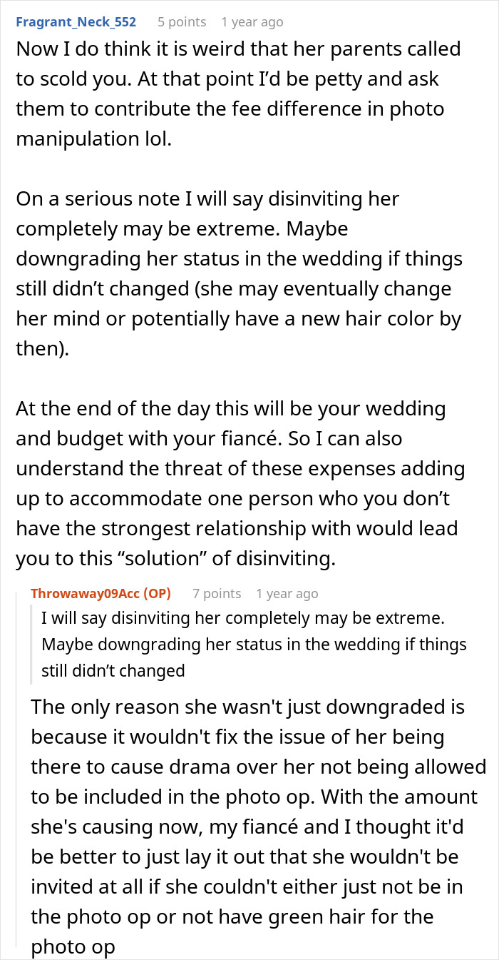 A white background with black text presenting a final comment and reply regarding a woman's scary fixation.
