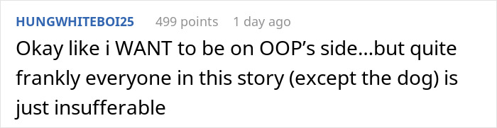 A Reddit comment criticizing the wedding situation involving a bride, anxious sibling, and service dog.