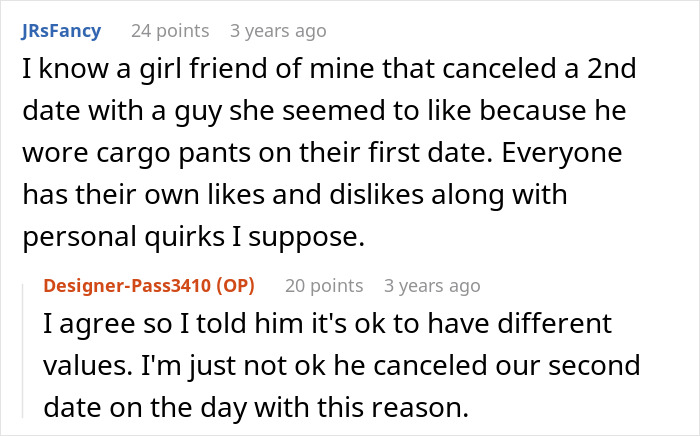 A Reddit user's comment about a guy canceling a date and a woman's Instagram theory. A Reddit user's comment about a guy canceling a date and a woman's Instagram theory.