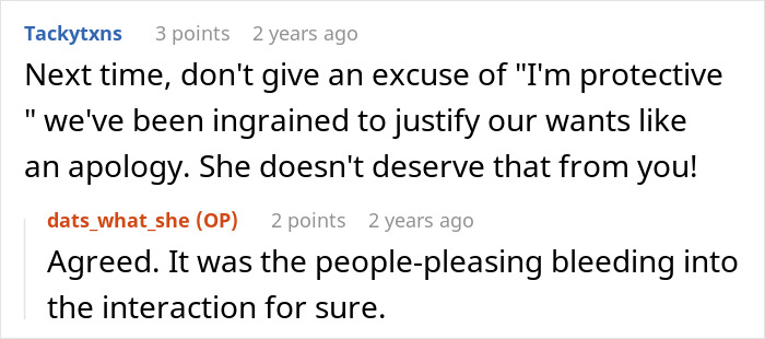 Online discussion about a boomer's xenophobic remarks, with a user advising against excuses like 'I'm protective'. Online discussion about a boomer's xenophobic remarks, with a user advising against excuses like 'I'm protective'.