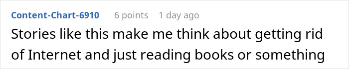A screenshot showing a comment from user Content-Chart-6910 about a woman taking revenge on her boyfriend. A screenshot showing a comment from user Content-Chart-6910 about a woman taking revenge on her boyfriend.
